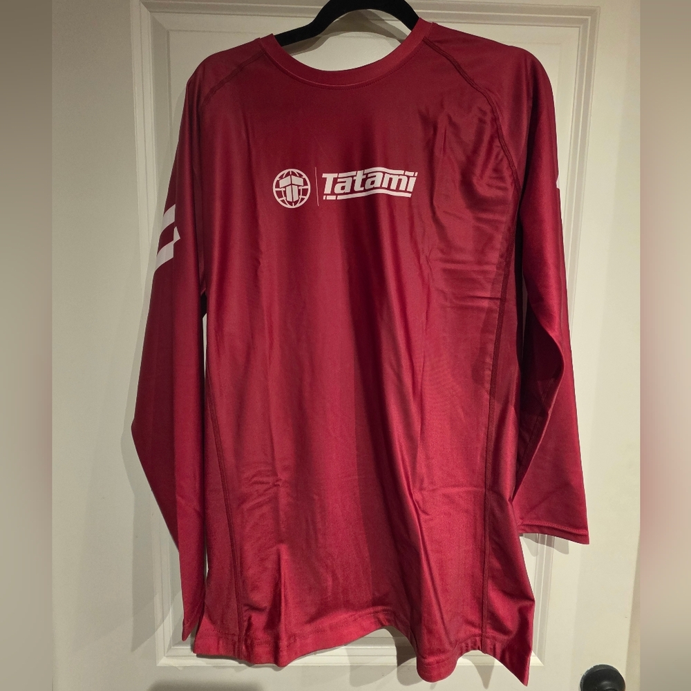Mens Tatami Fightwear Impact Ruby Red  LS Rashguard 2XL New W/ Tags